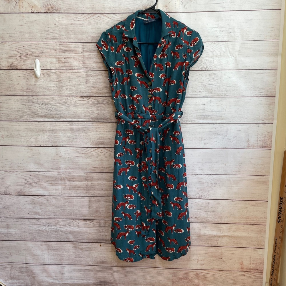 MAEVE ANTHROPOLOGIE CATHERINE FOX PRINT DRESS - Picture 2 of 8